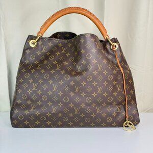 Louis Vuitton Monogram Canvas Artsy MM Shoulder Bag Tote with Brown Handle